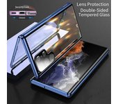 Funda de vidrio templado de doble cara magnética para Huawei P70 P30 Pro P40 Lite 5G Enjoy 70 Pro, funda protectora de metal con tapa abatible y lente completa for Huawei P40 Pro negro