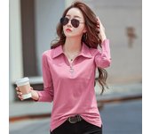 Primavera y otoño Nuevo estilo POLO Camisa para mujer Versión coreana 95 Algodón Camisa de manga larga con solapa Camiseta ajustada profesional S blanco