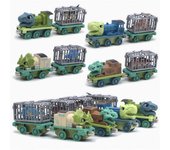 12 piezas de camión de dinosaurio de juguete, mini juego de trenes transportadores de dinosaurios, camiones monstruo extraíbles para niños, niñas y niños pequeños, regalo de cumpleaños y Navidad Size:15*4.5*3cm,8Pcs verde