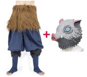 Disfraz de Cosplay de Anime Hashibira Inosuke, Demon Slayer, Kimetsu No Yaiba, máscara de silicona de cerdo, pantalones para fiesta de Halloween L