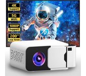 Proyector de películas para el hogar Q6 300ANSI Android 13, proyector portátil para exteriores con doble Wifi6 BT5.0 blanco