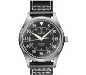 Reloj para hombre Ratio Skysurfer Pilot con esfera texturizada negra y cuero automático RTS320 200M negro