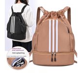Mochila deportiva de gran capacidad, bolsa de viaje, mochila con cordón, bolsa de almacenamiento 33cm*45cm*17cm negro