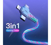 Cable USB de iluminación luminosa de flujo 3 en 1 para iPhone 12 11 Pro 3 en 1 2 en 1 LED Micro USB tipo C cable cargador de 8 pines para Huawei Xiaomi Samsung 1m varios colores