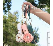 Mini ventilador portátil de verano con bonitos dibujos animados y carga USB, ventilador de mano para estudiantes y exteriores.