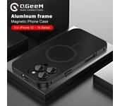 Funda magnética de metal mate para iPhone 12, 13, 14, 15, 16 Pro Max, 14 Plus, cubierta Magsafe, película de aleación, marco de aluminio, carga inalámbrica For iPhone 13 negro