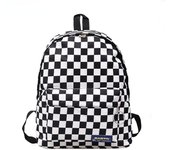 Mochila de viaje para mujer de nailon a cuadros Unisex, mochila para ordenador portátil, mochilas escolares, mochila informal para mujer negro/blanco