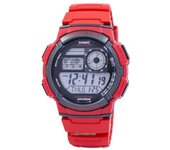Casio Youth World Time Alarm World Map AE-1000W-4AV AE1000W-4AV Reloj Hombre rojo