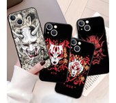 Funda con máscara Samurai Oni para Apple Iphone 11 13 14 12 Pro Max 7 8 Xr X 6 5 5s Se 2022 13promax, Funda de silicona negra para teléfono iPhone 14 Pro