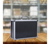 Caja de almacenamiento de aluminio, caja de herramientas, contenedor de equipo de transporte para herramientas, Cable de datos de viaje negro