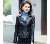 Otoño e Invierno nuevo abrigo de cuero coreano para mujer abrigo de cuero PU para mujer chaqueta de cuero de motocicleta grande ajustada M