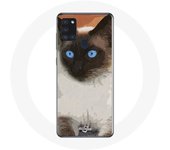 Coque Samsung Galaxy A21S Chat Siamois Noir et blanc Yeux Bleus