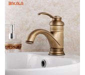 Grifo monomando para lavabo de baño, estilo retro, de latón antiguo, con un solo orificio y una sola manija, GZ7203