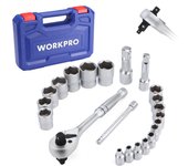 Llave de tubo WORKPRO, herramienta de garaje, trinquete, 22 piezas, 3 en 1, caja de almacenamiento de herramientas para automóviles, incluye juego, juego, llave, juego, ángulo,