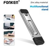 Fonken Mini soporte para portátil, soporte plegable para teclado, pies elevadores para portátil, soporte antideslizante de aleación de aluminio para disipación de calor para el hogar gris