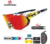 Queshark gafas de sol polarizadas para ciclismo, gafas para bicicleta, gafas para bicicleta de montaña para hombres y mujeres, gafas deportivas con 5 lentes negro