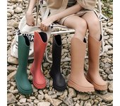 Botas de lluvia altas de polar versátiles para mujer, de moda para adultos 36
