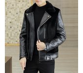 Abrigo de cuero cálida de lana de visón dorado de invierno para hombre, chaqueta de piel gruesa con cremallera de solapa de una pieza, abrigo moderno para hombre 4XL