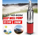 Bomba de agua Solar de 60m, 12V/24V, bomba de pozo profundo de elevación alta de 280W, bomba sumergible de tornillo CC, riego agrícola, jardín y hogar 24V