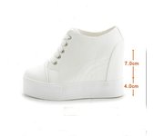 Zapatos de plataforma plana para mujer, zapatillas de deporte a la moda, tops bajos de 11cm de altura creciente, marca negra y blanca, Primavera Verano 2024 34 negro