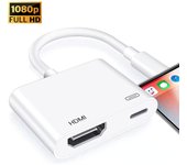 Adaptador Lightning a HDMI Convertidor de pantalla 1080P Compatible con iPhone a HDMI Adaptador para iPhone Modelos de iPod Monitores de TV Proyector blanco