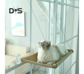 Hamaca para gatos con 4 ventosas fuertes, cama para gatos que puede tomar el sol 360 grados, soporta hasta 33-44 lb, asiento de descanso para gatos que duermen la siesta gris