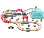 Hape E3771 Ordenando la Ciudad Caja de Trenes de Carril 75 x 87 x 14 cm Edades Juguete Educativo de Madera 3+