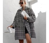 Abrigo de lana con forro grueso de otoño e invierno con chaqueta de mujer con tejido de forro S negro