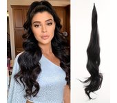 Aosiwig 32 pulgadas flexible envoltura alrededor de cola de caballo extensión larga cola de caballo extensiones de cabello rizado rubio sintético cola de caballo postizo para mujeres