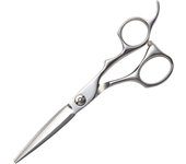 Tijeras de espada DEEDS con acabado forjado, profesionales, deformadas, con mango desplazado, fabricante japonés de tijeras especializadas, para peluqueros y barberos. (5,5 pulgadas)