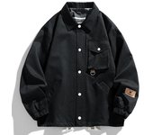 Chaquetas de cuello camisero de talla grande 8xl para hombre, chaqueta bomber grande, moda masculina, ropa de calle de hip hop, abrigos de retazos de gran tamaño 8XL negro
