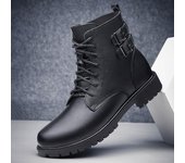 Zapatos de invierno para hombre, botines informales, botas impermeables cálidas de cuero genuino de alta calidad para hombre, botas de otoño hechas a mano de talla grande 36 negro
