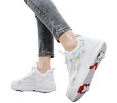 Zapatos de carrera para niños, zapatos de polea para estudiantes, zapatos con ruedas para exteriores, zapatos con ruedas para patinaje, patines en línea 41
