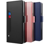 Funda de cuero con tapa magnética y función atril para Oppo Realme 13 Pro Plus, ranura para tarjetas, billetera y espejo para Realme 12 Pro Plus Realme 13 5G negro