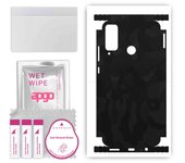 apgo Protective Skin Sticker for the back+sides compatible with Honor Play 4T, Full Wrap Film, Foil, Vinyl - Pattern Black Camo