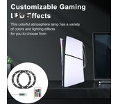 Tira de luces LED RGB para PS5 Slim Disc y edición digital, 8 colores, 400 efectos, kit de anillo de lámpara de decoración que cambia de color para consola de juegos flexible DIY Sets