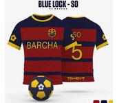 Camiseta de manga corta con estampado 3D de Barcelona Blue Lock Football Club, para hombre, con dibujos animados de anime y cosplay, de verano S