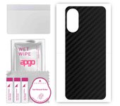 apgo Protective Skin Sticker for the back compatible with Motorola Moto E22, Wrap Film, Foil, Vinyl - Pattern Carbon Black