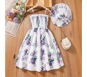 Vestido dulce de verano para niñas, vestido de princesa a la moda para niños. 130cm violeta oscuro