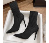 Zapatos para mujer 2024, sexys, puntiagudos, otoño, nuevos zapatos de tacón alto para mujer, calcetines y botas para mujer cómodos y transpirables 35 negro