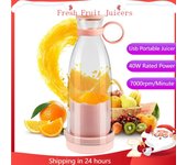 Mini licuadora portátil de 40 W con carga USB, 6 batidoras, extractores de frutas, licuadora eléctrica rápida, máquina para hacer batidos y hacer hielo color rosa