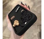 Bonita funda de silicona con dibujos animados de oso en 3D y café para iPhone 16, 15, 12, 11, 13, 14 Pro Max, 7, 8 Plus, X, Xs, Xr, 15 Pro, 14 Pro, 15 Plus, funda mate suave iPhone 16 Pro Max blanco