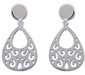 Les Trésors De Lily [G3416] - Boucles Argent 'Chorégraphie' argenté - 26x14 mm