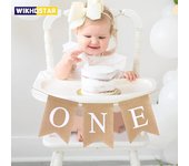 Banner de arpillera para silla de primer cumpleaños de bebé, guirnalda de UNA, decoración para fiesta de cumpleaños de niño y niña de un año, accesorios fotográficos color rosa
