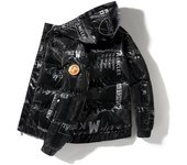 Chaqueta de invierno a la moda para hombre, versión coreana de la tendencia de engrosamiento, chaqueta corta brillante, abrigo informal M blanco
