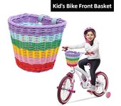 Cesta delantera para bicicleta para niños, cesta colgante para bicicleta, cesta tejida de ratán PP con ajuste varios colores
