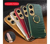 Funda de lujo con revestimiento de cocodrilo para OPPO A78 A58 A38 A18 A98 5G A17 A57 A57S A77S A96 A76 A16 A54S A74, soporte de anillo protector, cubierta de soporte a prueba de golpes For OPPO A38 verde