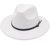 Sombrero bombín con temperamento y hebilla de cinturón, sombrero de jazz inglés, sombrero de fieltro para exteriores para hombres y mujeres, sombrero de tweed chino de moda average size