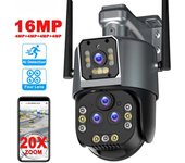Cámara IP WiFi 2025 8K 16MP con zoom 20X PTZ para exteriores, cámara de seguridad inalámbrica, cámara CCTV de cuatro lentes, cámaras de videovigilancia 4K para hogares inteligentes Camera No Card