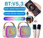 Máquina de karaoke K12 con Bluetooth 5.3 PA para el hogar, sistema de altavoces portátil para cantar en familia, con 1 o 2 micrófonos inalámbricos Pink 1 Mic